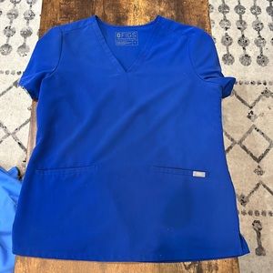 Figs royal blue, two pocket scrub top